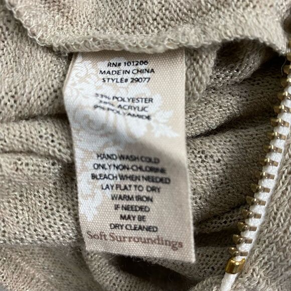 Soft Surroundings Women's Valentina Zip Sweater size Medium - Picture 6 of 6